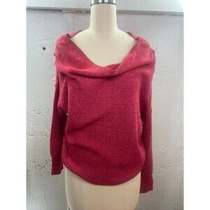 FREE PEOPLE WOMENS XSMALL OFF THE SHOULDER RED SWEATER 3/4 SLEEVES SHORT